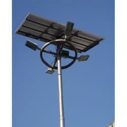 Solar mini mast with LED flood lights