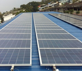Tin shed mounted solar rooftop power plant for industrial buildings