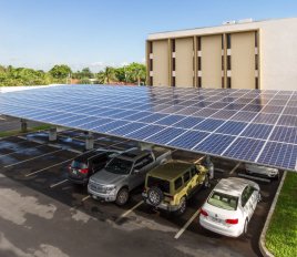 Solar car port structure with rooftop solar panels