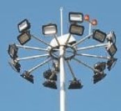 High mast lighting tower with high mast lamps